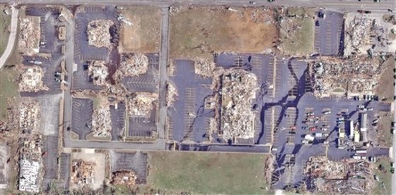 Some of the destruction in Joplin, Mo., is seen Tuesday. Missouri, the fourth most tornado-prone state, is about in the middle of states in terms of home hazard insurance coverage.